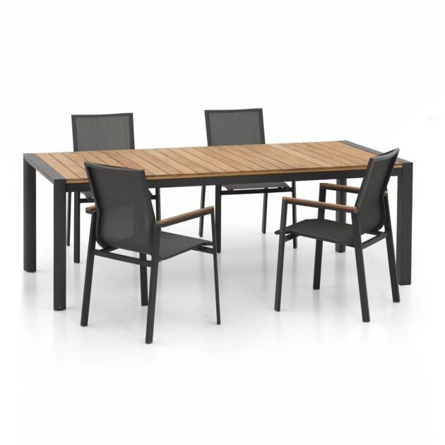 Rozkladací set Palma – Hliník a teak v modernom kontraste