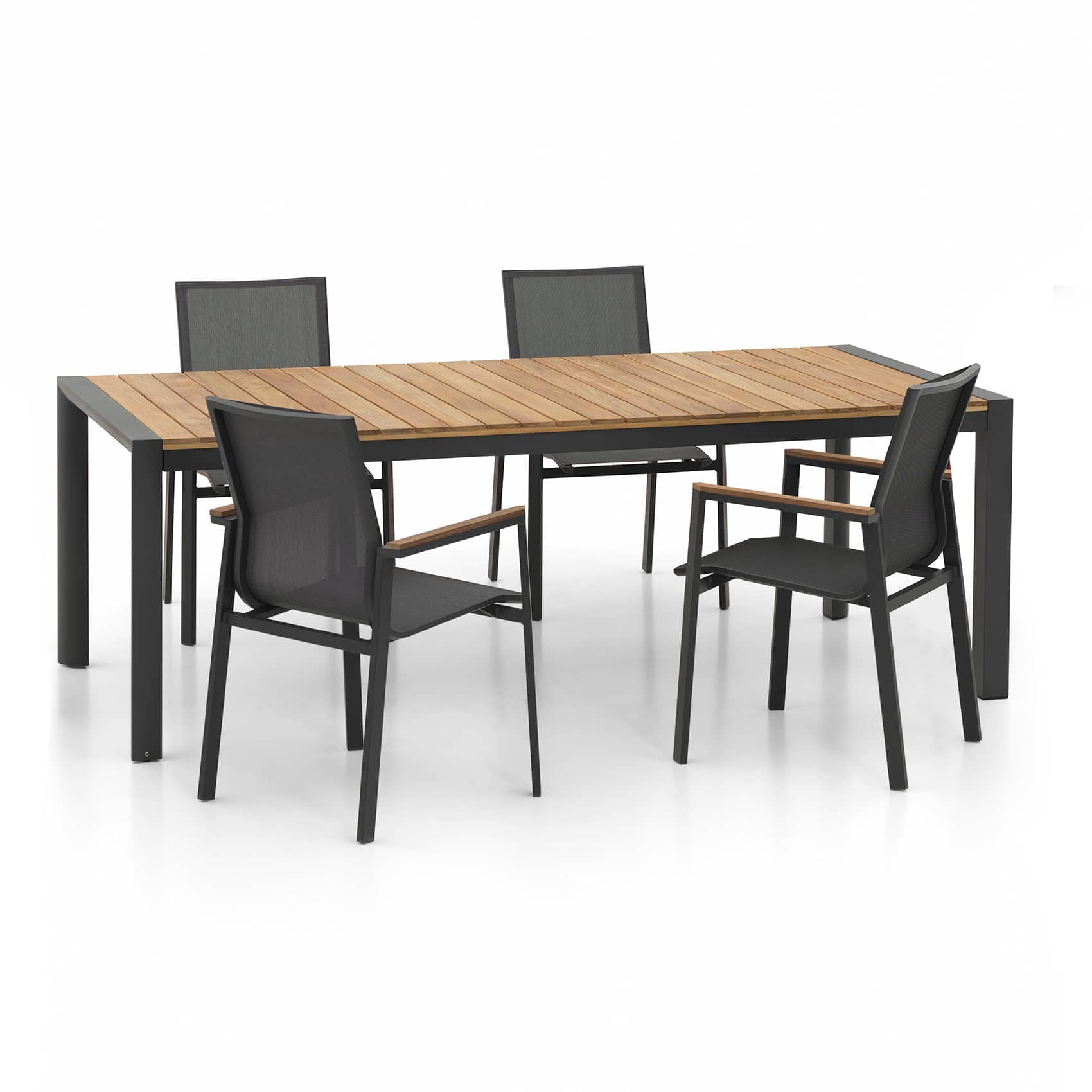 Rozkladací set Palma – Hliník a teak v modernom kontraste