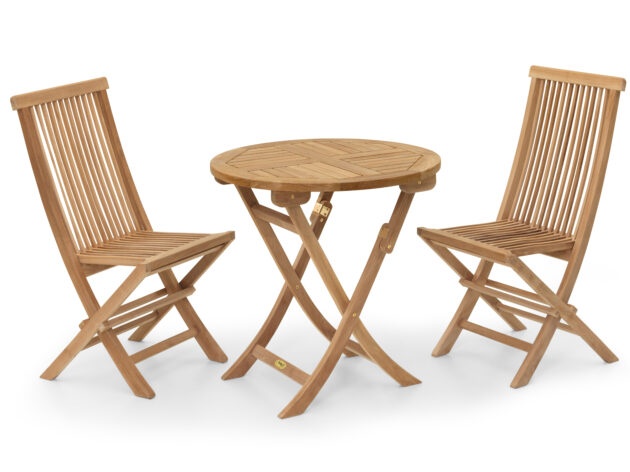 Okrúhly teakový set Stuttgart Ø 80 cm – Romantika na balkóne