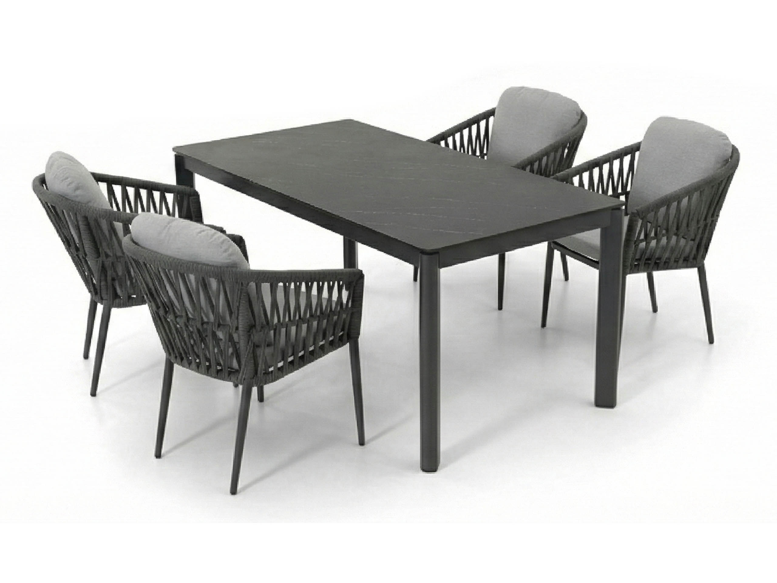 Hliníkový set Lyon Antracit – Bistro štýl a keramický stôl